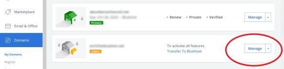 managing new sites 在Bluehost 架設第二個網站教學