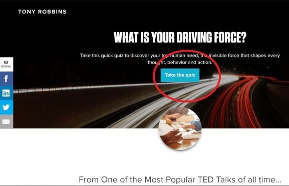 tonny robbins survey funnel 問卷調查銷售漏斗例子
